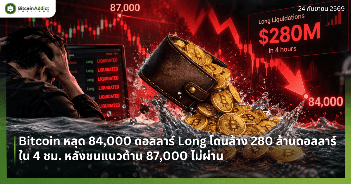 Bitcoin หลุด 84,000 ดอลลาร์ Long โดนล้าง 280 ล้านดอลลาร์ใน 4 ชม. หลังชนแนวต้าน 87,000 ไม่ผ่าน