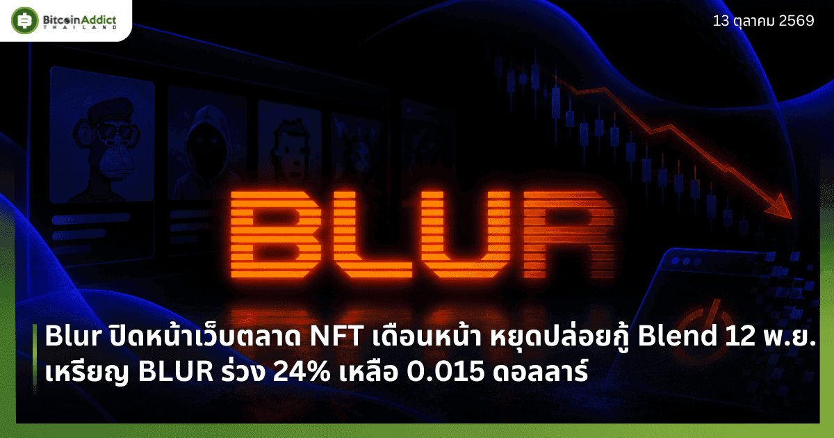 Blur āļāļīāļāļŦāļāđāļēāđāļ§āđāļāļāļĨāļēāļ NFT āđāļāļ·āļāļāļŦāļāđāļē āļŦāļĒāļļāļāļāļĨāđāļāļĒāļāļđāđ Blend 12 āļ.āļĒ. āđāļŦāļĢāļĩāļĒāļ BLUR āļĢāđāļ§āļ 24% āđāļŦāļĨāļ·āļ 0.015 āļāļāļĨāļĨāļēāļĢāđ