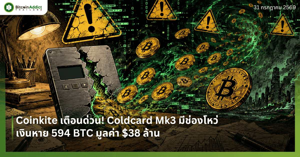 Coinkite เตือนด่วน! Coldcard Mk3 มีช่องโหว่ เงินหาย 594 BTC มูลค่า $38 ล้าน