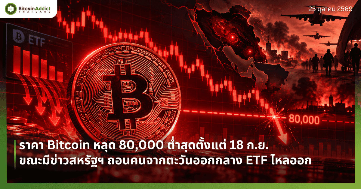 ราคา Bitcoin หลุด 80,000 ต่ำสุดตั้งแต่ 18 ก.ย. ขณะมีข่าวสหรัฐฯ ถอนคนจากตะวันออกกลาง ETF ไหลออก