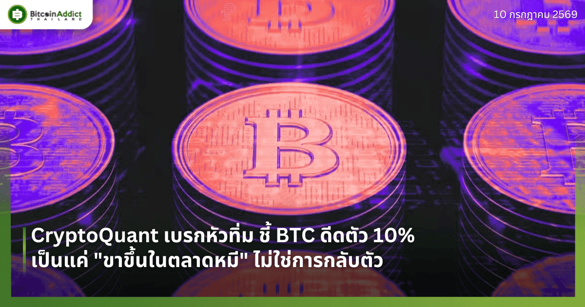 CryptoQuant เบรกหัวทิ่ม ชี้ BTC ดีดตัว 10% เป็นแค่ "ขาขึ้นในตลาดหมี" ไม่ใช่การกลับตัว