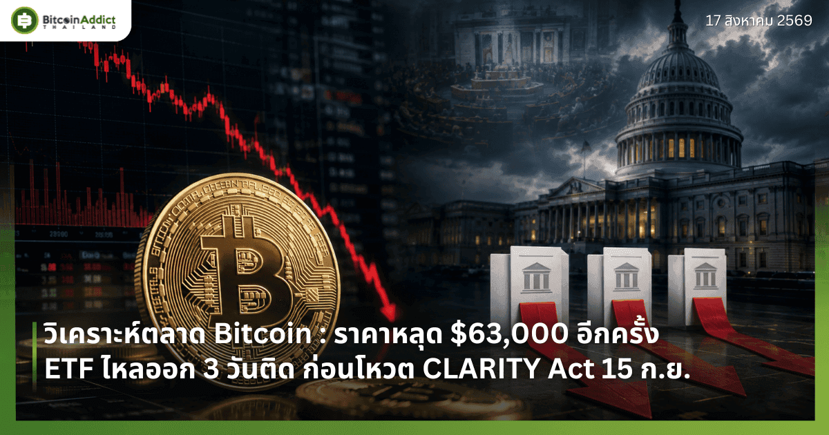 āļ§āļīāđāļāļĢāļēāļ°āļŦāđāļāļĨāļēāļ Bitcoin : āļĢāļēāļāļēāļŦāļĨāļļāļ $63,000 āļāļĩāļāļāļĢāļąāđāļ ETF āđāļŦāļĨāļāļāļ 3 āļ§āļąāļāļāļīāļ āļāđāļāļāđāļŦāļ§āļ CLARITY Act 15 āļ.āļĒ.