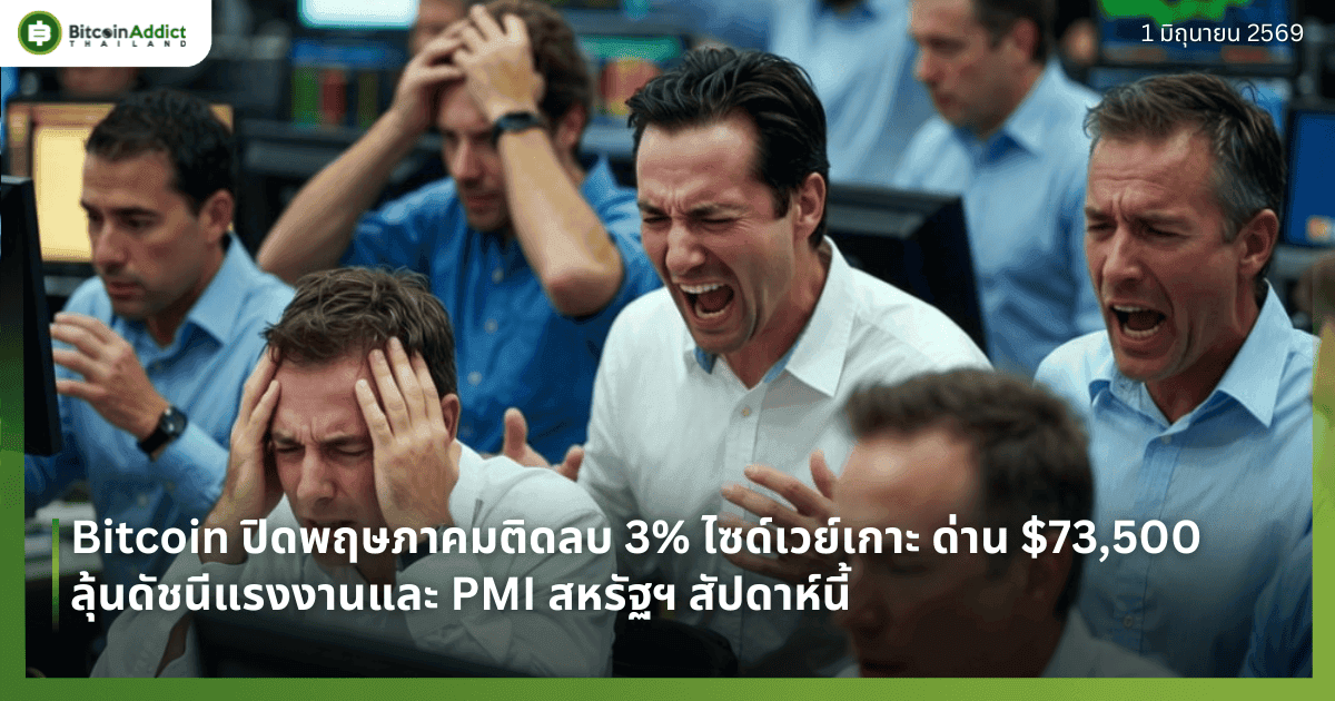 Bitcoin ปิดพฤษภาคมติดลบ 3% ไซด์เวย์เกาะด่าน $73,500 ลุ้นดัชนีแรงงานและ PMI สหรัฐฯ สัปดาห์นี้