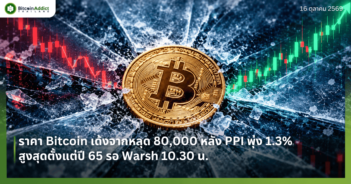 ราคา Bitcoin เด้งจากหลุด 80,000 หลัง PPI พุ่ง 1.3% สูงสุดตั้งแต่ปี 65 รอ Warsh 10.30 น.
