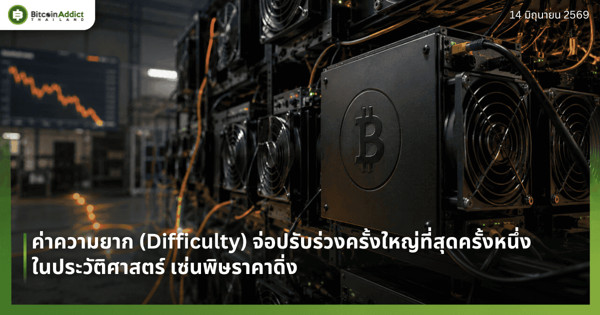 ค่าความยาก (Difficulty) จ่อปรับร่วงครั้งใหญ่ที่สุดครั้งหนึ่งในประวัติศาสตร์ เซ่นพิษราคาดิ่ง