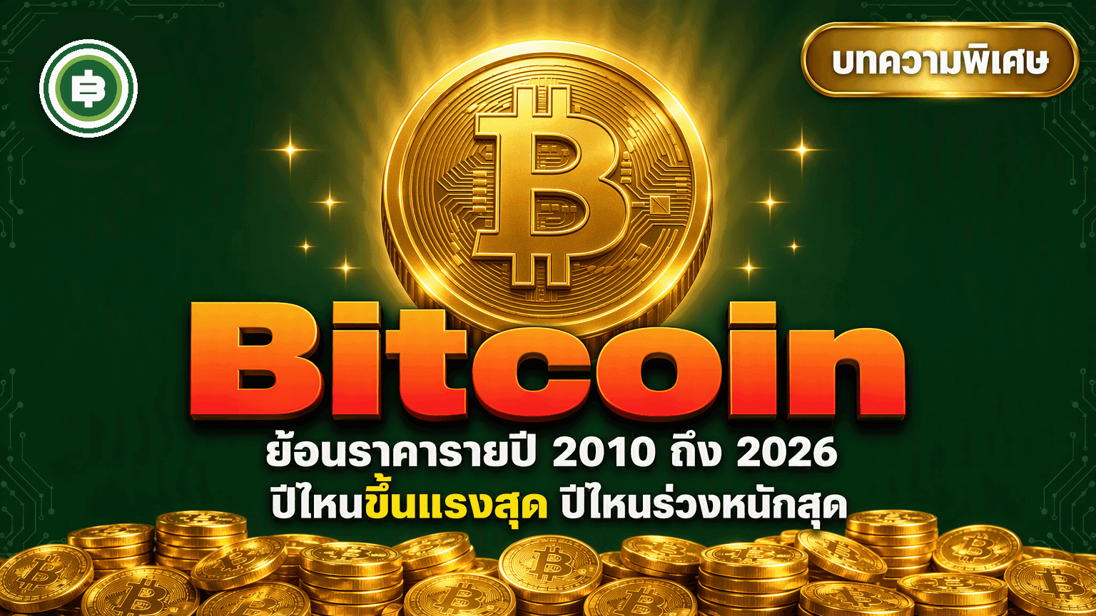 ประวัติราคา Bitcoin รายปี ตั้งแต่ 2010 ถึง 2026 ปีไหนขึ้นแรงสุด ปีไหนร่วงหนักสุด