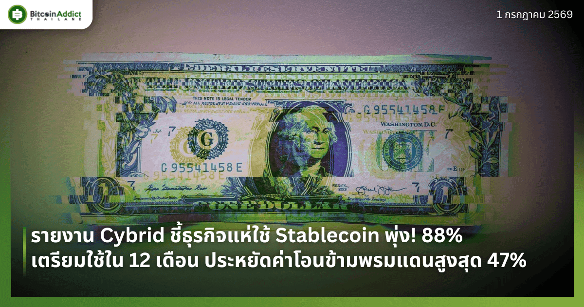 รายงาน Cybrid ชี้ธุรกิจแห่ใช้ Stablecoin พุ่ง! 88% เตรียมใช้ใน 12 เดือน ประหยัดค่าโอนข้ามพรมแดนสูงสุด 47%
