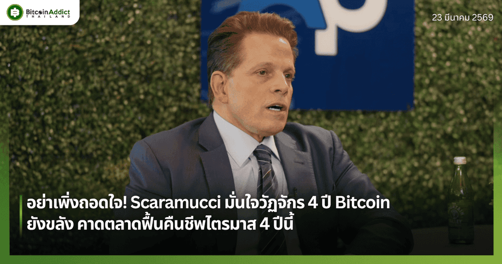 อย่าเพิ่งถอดใจ! Scaramucci มั่นใจวัฏจักร 4 ปี Bitcoin ยังขลัง คาดตลาดฟื้นคืนชีพไตรมาส 4 ปีนี้