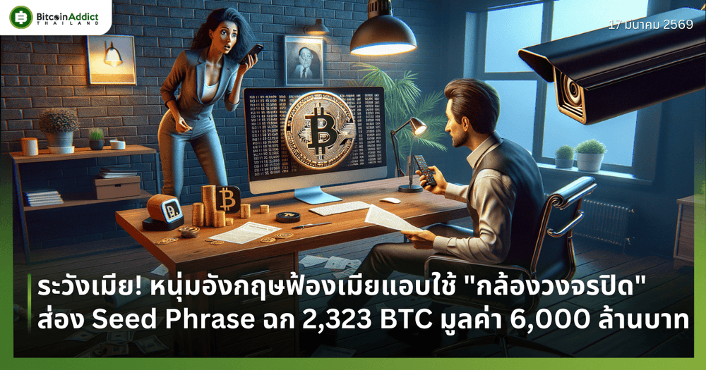 ระวังเมีย! หนุ่มอังกฤษฟ้องเมียแอบใช้ "กล้องวงจรปิด" ส่องจด Seed Phrase ฉก 2,323 BTC มูลค่ากว่า 6,000 ล้านบาท