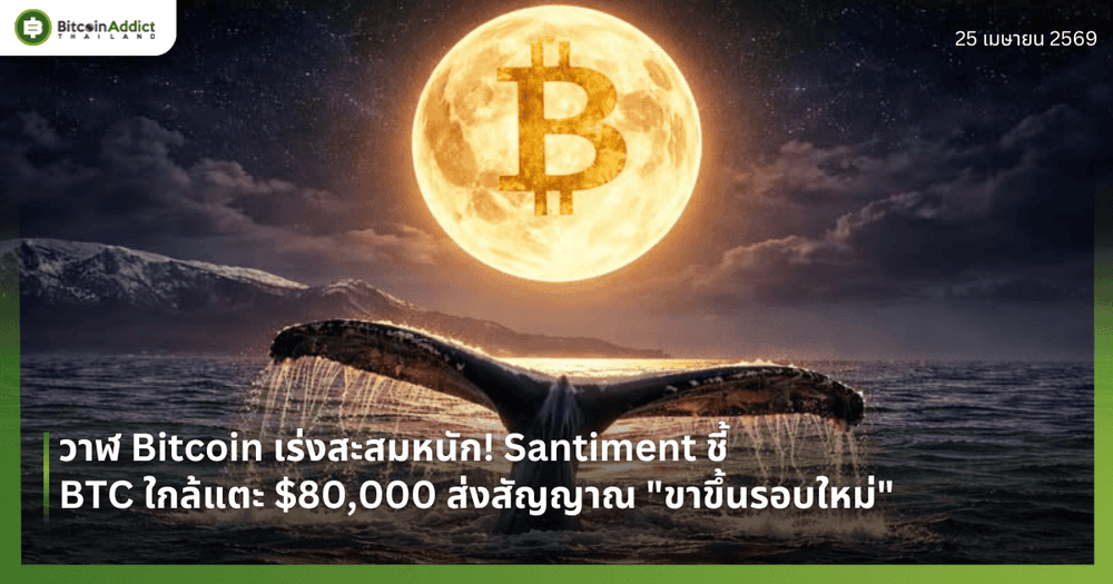 วาฬ Bitcoin เร่งสะสมหนัก! Santiment ชี้ BTC ใกล้แตะ $80,000 ส่งสัญญาณ "ขาขึ้นรอบใหม่"