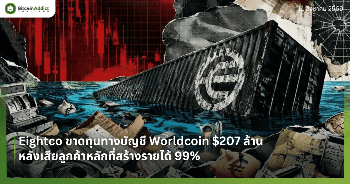 Eightco ขาดทุนทางบัญชี Worldcoin $207 ล้าน หลังเสียลูกค้าหลักที่สร้างรายได้ 99%